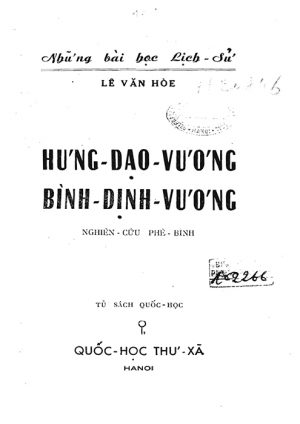 Nghiên Cứu Phê Bình Sử Học: Hưng Đạo Vương - Bình Định Vương